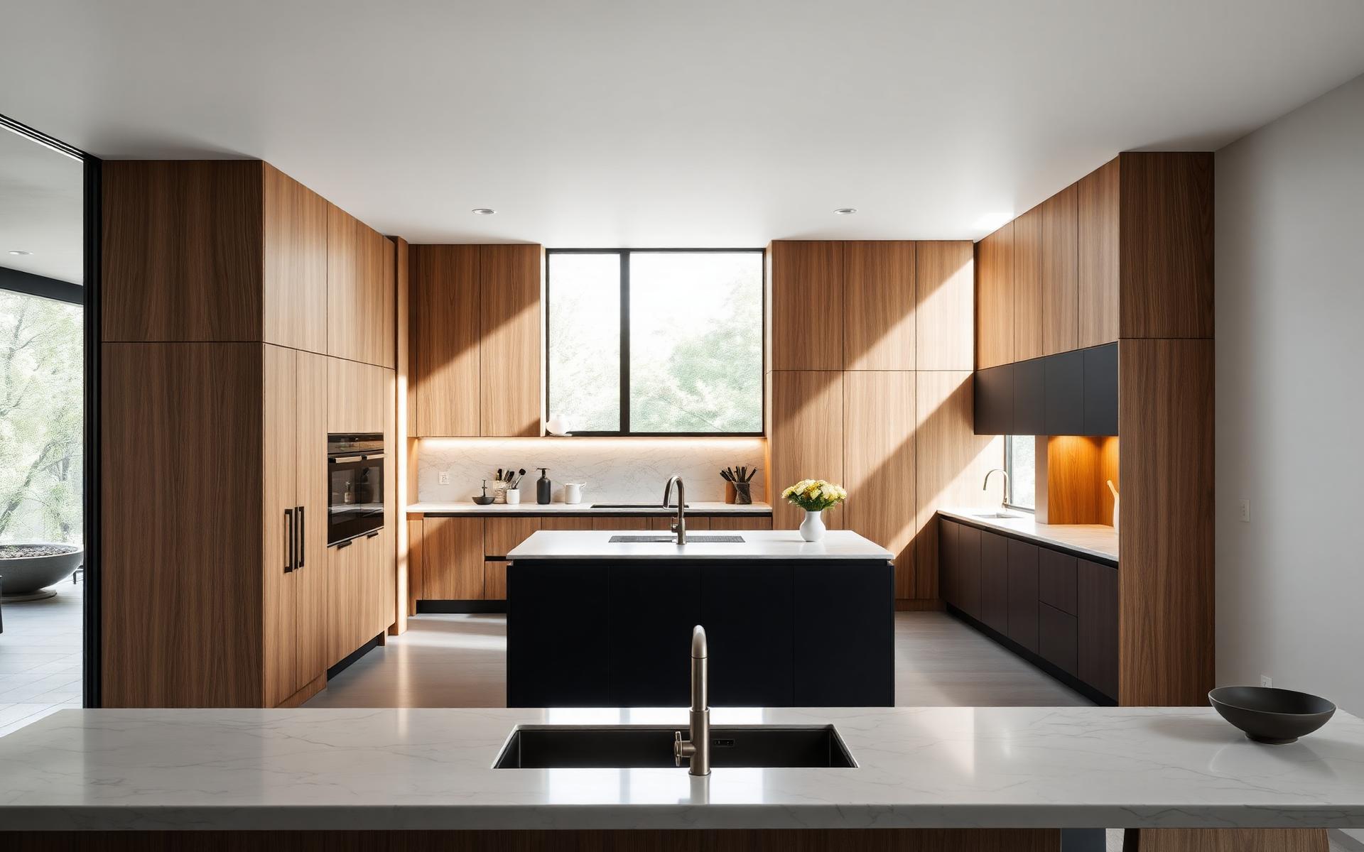 Bespoke walnut kitchen island by HomeFit Interiors